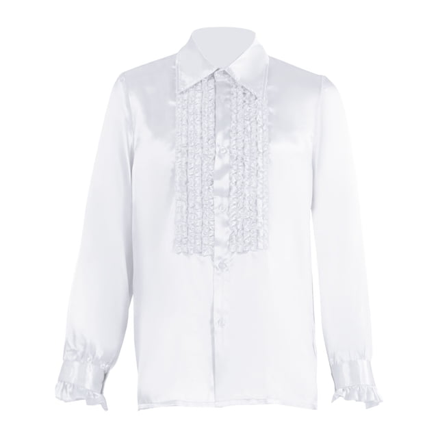 Mens Renaissance Palace Button Down Shirts Halloween Party Fashion Clothes Ruffle Long Sleeve Lapel Retro Gothic Top