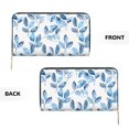 thumbnail image 4 of Leather Wallet 8 X 4.3 In Comfortable Light Waterproof And Durable Zipper Design Easy To Carry Watercolor Light Blue Leaves (1), 4 of 8