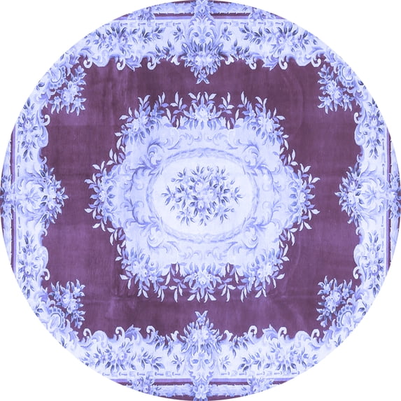 Ahgly Company Indoor Round Medallion Blue French Area Rugs, 3' Round