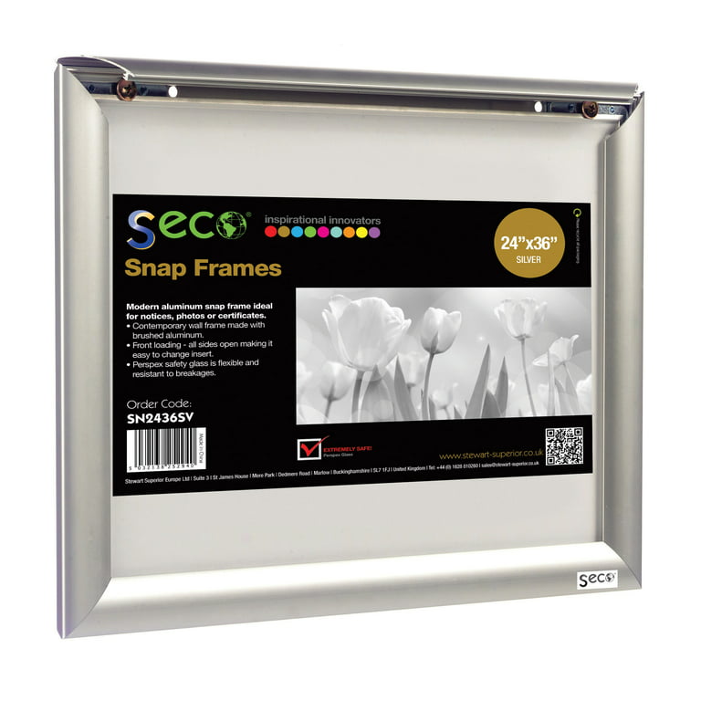 Seco Front Load Easy Open Snap Poster Frame 24 x 36 Silver Anodised  Aluminium