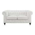 thumbnail image 6 of Emery Chesterfield Leather Loveseat, Small Sofa with Rolled Arms and Tufted Cushions for Small Spaces, Easy Assembly-Color:White,Material:Faux Leather, 6 of 11