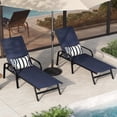 thumbnail image 1 of Outdoor Lounge Chair Set of 2 – Adjustable Patio Reclining Chaise with Textilene Fabric & 5-Position Backrest, Navy Blue for Patio, Garden, Poolside & Balcony, 1 of 6