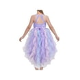 thumbnail image 1 of Girls Halter Dress Purple Pleated Tiered Sequin Pageant Hi-lo Hollow Back 10 Years, 1 of 5