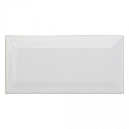 Bond Tile Core White Beveled 3 in. x 6 in. Polished Ceramic Subway Wall Tile Sample