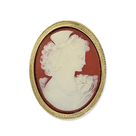 1928 Jewelry Classic Carnelian Ivory Cameo Pin