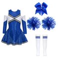 thumbnail image 3 of Disfraz de animadora, traje de colegiala para baile para niñas, vestido de uniforme de animadora con lentejuelas y calcetines con pompones, traje de actuación, 3 of 5