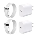 thumbnail image 1 of for iPhone 20W Fast Charger 2-Pack with 6.6Ft USB-C to USB-C Cable, PD Wall Adapter, Compatible with iPhone 15/16, 1 of 1