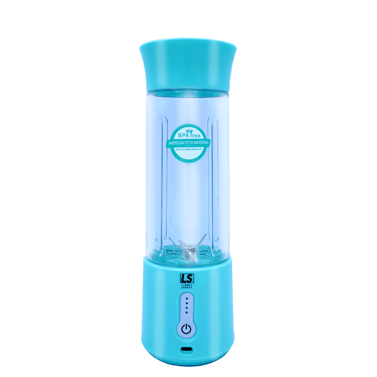 LSports | 500ml USB-C Portable Blender with Biodegradable Straws and 1000+ Smoothie Recipes | Blue