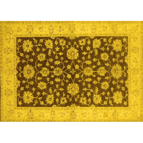 Ahgly Company Indoor Rectangle Oriental Yellow Traditional Area Rugs, 6' x 9'