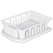 dailywebdeals Plastic Dish Drainer for Kitchen Counter Sink Set - Foldable - 2 Pc, White