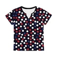 thumbnail image 7 of GNFQXSS Women Print V Neck Short Sleeve Blouse Trendy Flowy Breathable Pullover Top For Street Style Red L, 7 of 7