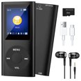 thumbnail image 1 of Reproductor de MP3 con Bluetooth 5.0, Reproductor de MúSica con Tarjeta TF de 32 GB, FM, Auriculares, Reproductor de MúSica HiFi PortáTil (Negro), 1 of 5