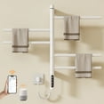 thumbnail image 2 of MASO Smart Rotating Heated Towel Rack for Bathroom, 90W Electric Towel Warmer with Swivel Bars, 1-24H Timer, 115℉-155℉, Wi-Fi App Control, Low Carbon Steel, IPX5, Plug-in/Hardwired, White, 2 of 9