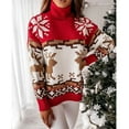 thumbnail image 4 of IROINNID Reduced Womens Sweater Turtleneck Pullover Sweater Print Loose Mid-Length Long Sleeve Christmas Sweater Top, 4 of 6