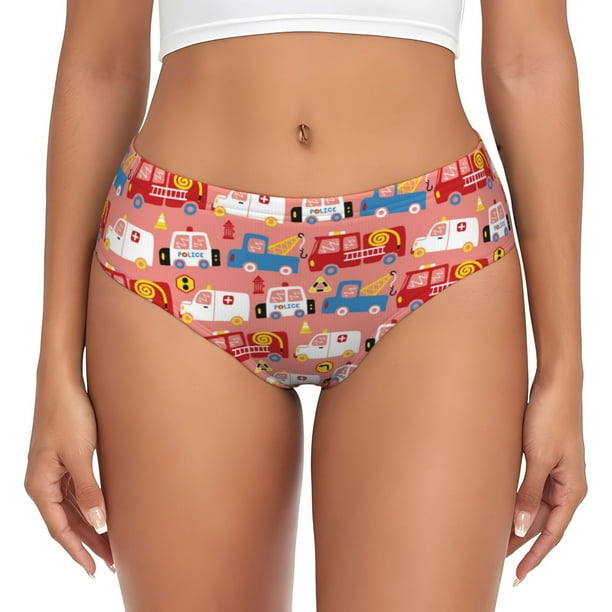 Fotbe Cartoon with Traffic Elements Calzones Estampados para Mujer – Ropa Interior de Algodón, Cómoda, Suave y Elástica-3X-Large