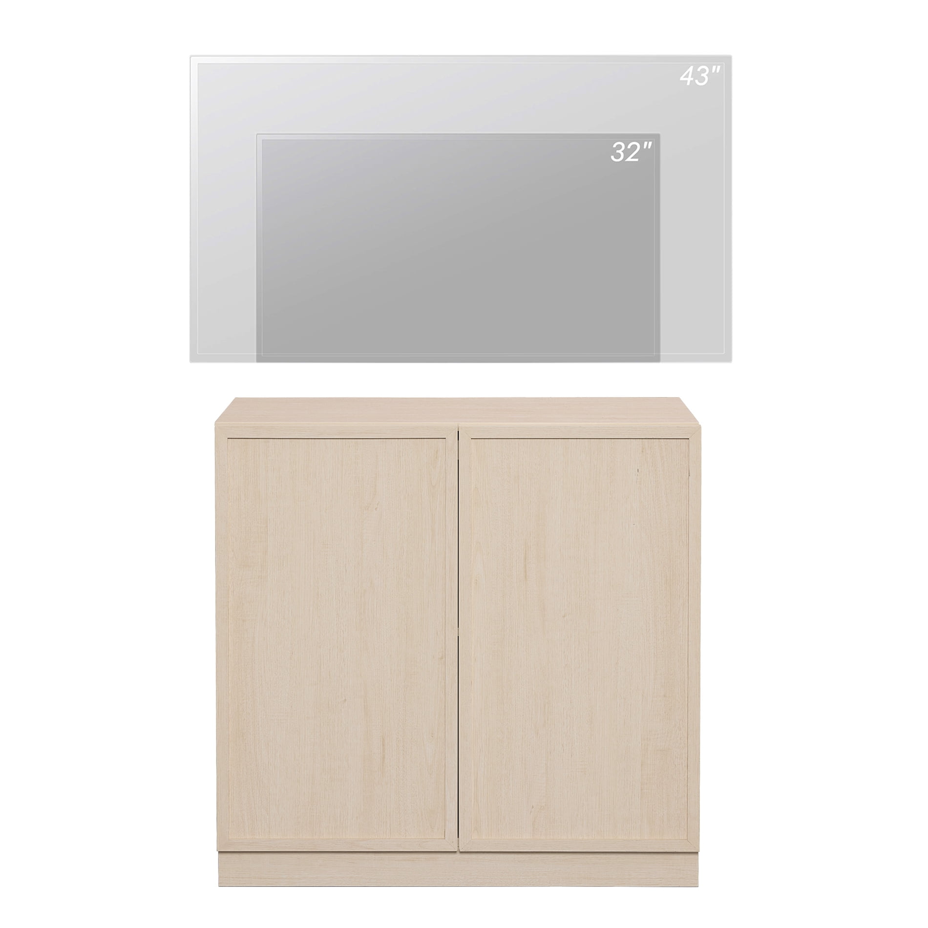 WAMPAT Modern TV Stand for TVs Up to 40", Wooden Entertainment Center TV Console with 2 Doors and Adjustable Shelf, Media Console Cabinet for Living Room, Bedroom, Beige