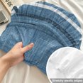thumbnail image 4 of Cal.King Size Fitted Sheet Set - Denim Blue Botanical 3 Piece Bedding Sets 16" Deep Pocket Fitted Sheet with 2 Pillowcases, Vintage Florals Geometric Minimalist Brushed Microfiber Hotel Bed Sheets, 4 of 9