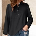 thumbnail image 2 of Breezora Women Linen Blend Shirt Button Down Long Sleeve V Neck Casual Comfortable Blouse L Size Black, 2 of 5