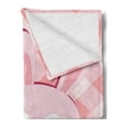 thumbnail image 2 of Baby Soft Flannel Fleece Throw Blanket, Diagonal Stripes Diamond Pattern with Bunny Giant Heart Plaid, Cozy Plush for Indoor and Outdoor Use, 50" x 70", Pale Pink Rose Magenta, by Ambesonne, 2 of 5