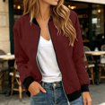 thumbnail image 2 of Wxolcjlv Women's Boxy Bomber Jackets Full Zip Color Blocking Outerwear Lightweight Regular Fit Tops, 2 of 4