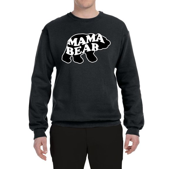 Wild Bobby, Mama Bear Animal Design, Animal Lover, Unisex Crewneck Graphic Sweatshirt, Black, Small