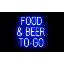 SpellBrite FOOD & BEER TO GO LED Sign for Business. 23.3" x 23.8" Blue FOOD & BEER TO GO Sign Has Neon Sign Look With Energy Efficient LED Light Source. Visible from 500  Feet, 8 Animation Settings.
