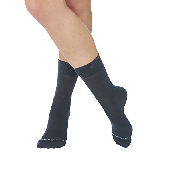 Tommie Copper Tommie Copper Womens Dress Micro Compression Crew Socks Charcoal Size 46.5