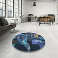 thumbnail image 4 of Ahgly Company Machine Washable Indoor Square Transitional Deep-Sea Blue Area Rugs, 6' Square, 4 of 7