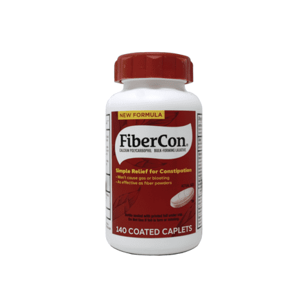 FiberCon Fiber Therapy Coated Caplets, Safe, Simple & Comfortable Insoluble Fiber for Bowel Irregularity, Comfortable Constipation Relief with No Gas or Bloating, 140 Caplets