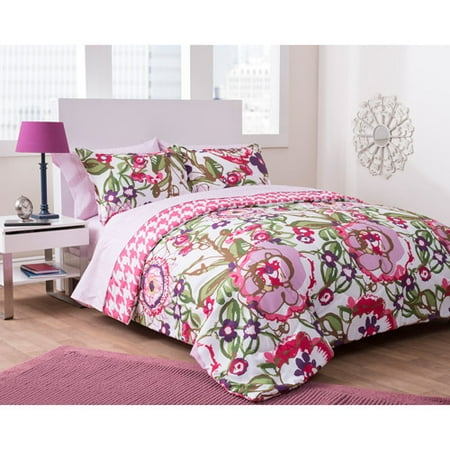 Formula Houndstooth Floral Reversible Complete Bedding Set