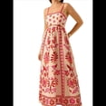 thumbnail image 2 of Vestido Maxi Floral de Verano 2025 para Mujer, Sin Mangas, con Tirantes Finos, Estampado, Fruncido, Estilo Bohemio, para Playa Rojo M, 2 of 7