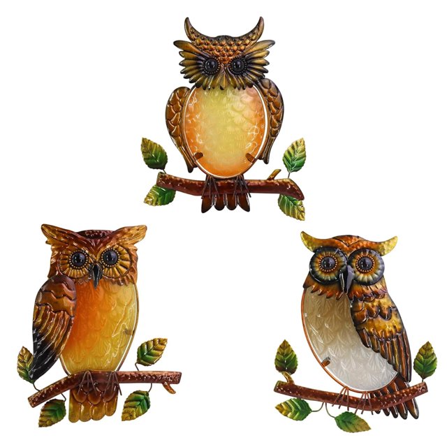 Decoración de pared de metal con forma de búho en forma de mariposa para jardín al aire libre
