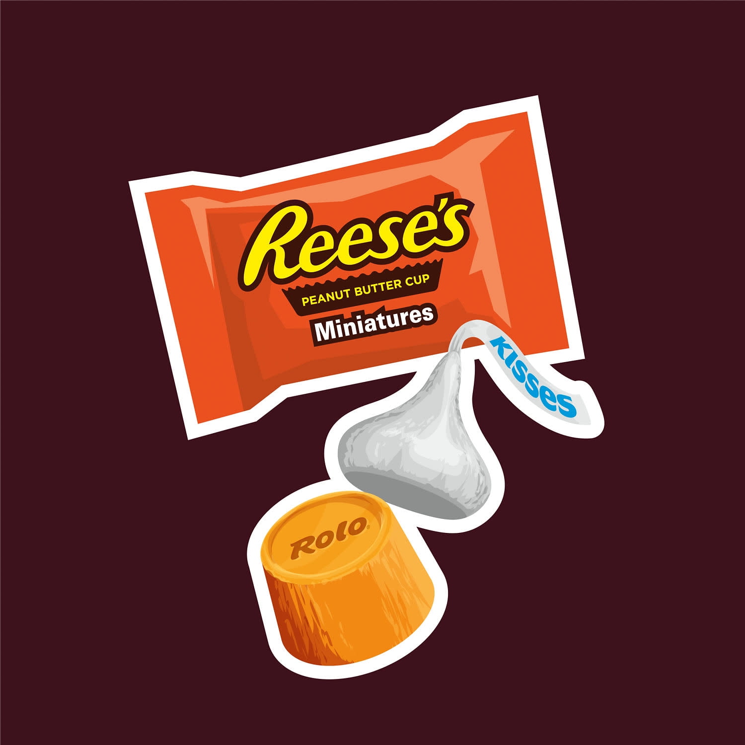 Hershey's, Reese's and Rolo Miniatures Assorted Flavored Candy, Party Pack 30.07 oz