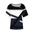 thumbnail image 4 of QUNYINEY Short Sleeve Tee Shirts Womens Colorblock Casual V Neck Tops Button Loose Summer Pullover Womens Tops, 4 of 4