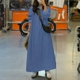 thumbnail image 4 of ZANZEA Women Fashion Turn Down Collar Buttons Long Sleeve Denim Look Kaftan Casual Long Shirt Dress, 4 of 9