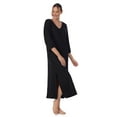 thumbnail image 4 of Aria Women's Brushed Knit 3/4 Sleeve V-Neck Lounger Nightgown with Pockets, Sizes XS to 5X, 4 of 6