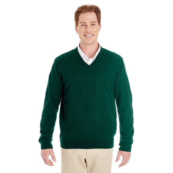 Harriton M420 Men's Pilbloc V-Neck Sweater - Hunter - Medium