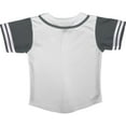 thumbnail image 2 of DIGITMON Kids Baseball Jersey Button Down Premium Two-Striped Sleeve T Shirts Uniform White Grey 3Mo Infants, 2 of 4