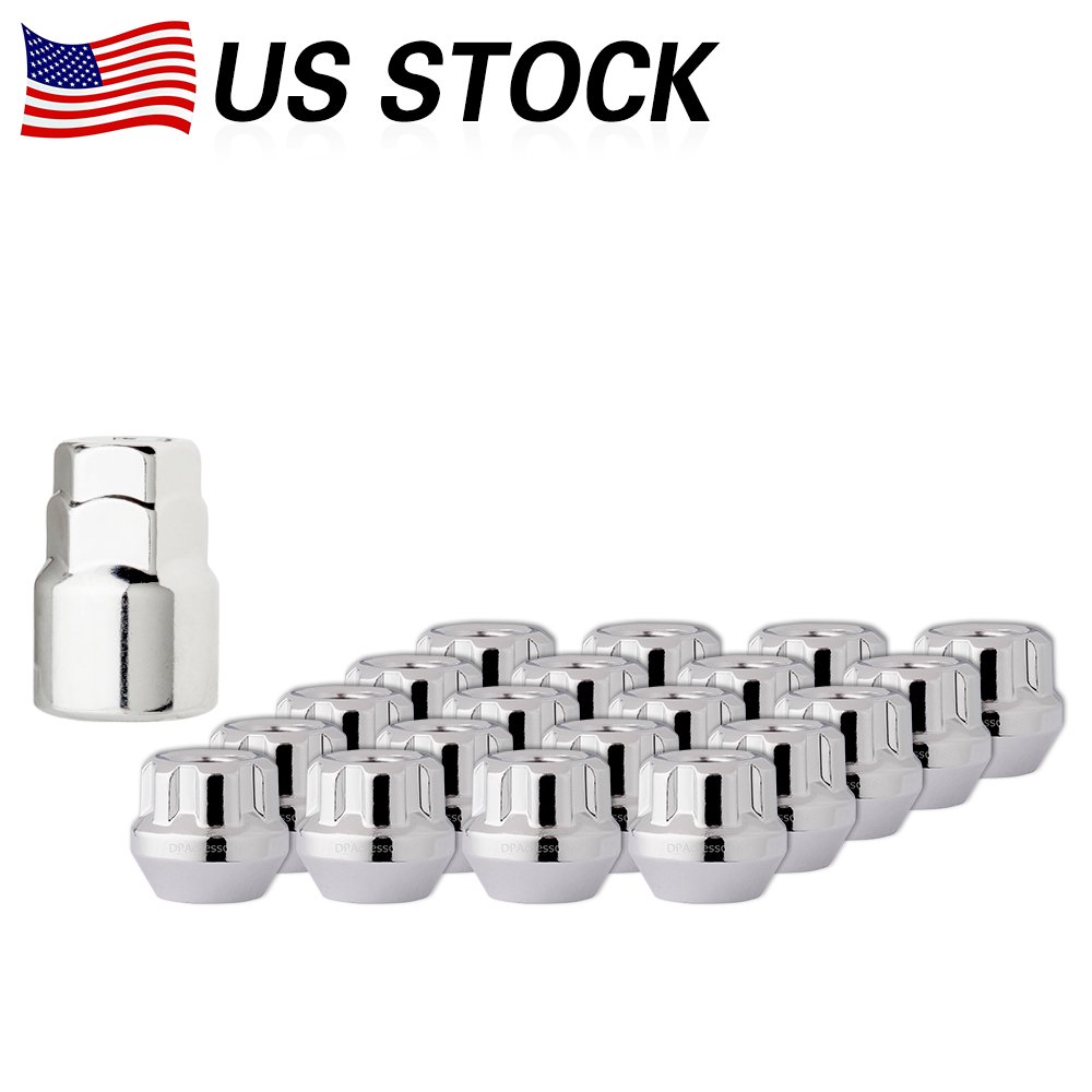 20 WHEEL LOCK NUTS WITH KEY 12x1.5 OPEN END BULGE ACORN LOCKING LUGS