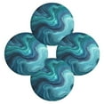 thumbnail image 2 of Round Placemats Set of 1 Heat Resistant Washable Kitchen Table Decorations 15.4in Dark Blue Ocean Waves, 2 of 7