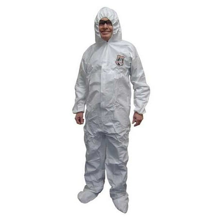International Enviroguard Hooded Coverall w/Boots,White,4XL,PK25 8019-4XL