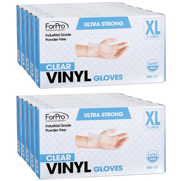 Guantes de vinilo desechables ForPro de grado industrial, 100 unidades