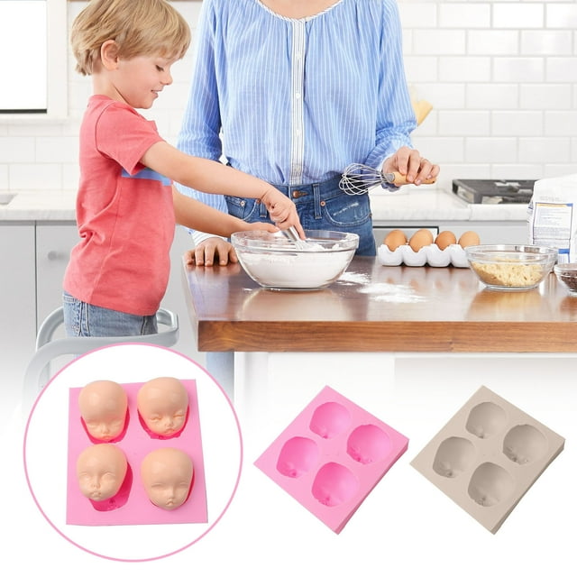 4 moldes para caras de arcilla polimérica y fondant - Set de moldes para repostería para decorar tartas, hacer chocolate y manualidades caseras