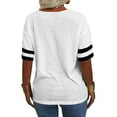 thumbnail image 3 of Plus Size Women Striped Short Sleeved V-neck Casual Simple T-shirt Tops, 3 of 4