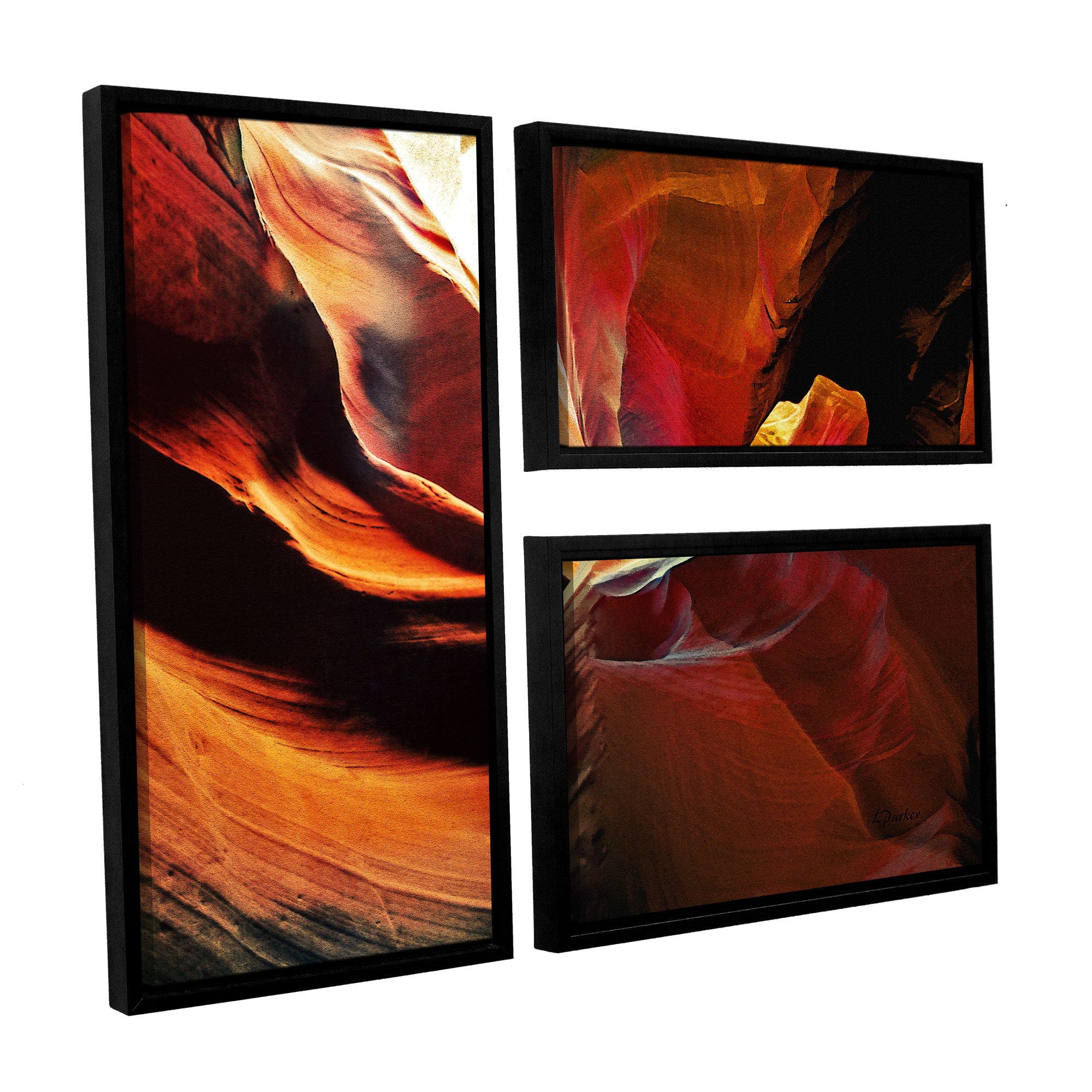 ArtWall Linda Parker "Slot Canyon Light From Above 2" 3-Piece Floater-framed Canvas Flag Set