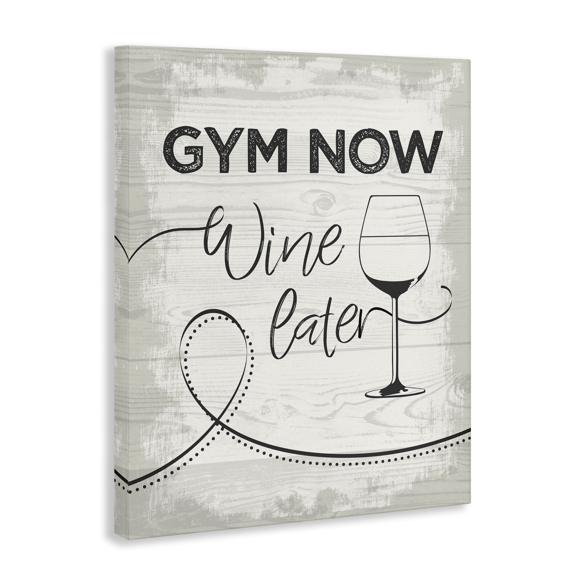 Stupell Industries Gym Now Wine Later Food & Beverage Painting Wrapped Canvas Art Print Wall Art, 24 x 30