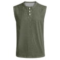 thumbnail image 2 of GrmtClth Sleeveless Shirts for Men Acid Wash Denim Tank Tops Henley V Neck Button Up Relaxed Fit Vintage Tops Workout Solid Beach Tops Summer Shirts with Pocket Army Green L, 2 of 4