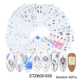 thumbnail image 2 of Juego de pegatinas para decoración de uñas, Navidad, Halloween, encaje blanco y negro, flores, dorado y plateado, pegatinas de agua bronceadoras para uñas, 2 of 6