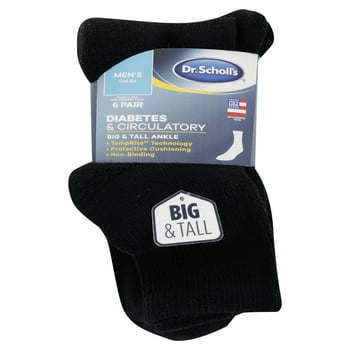 Dr. Scholl's Men's Big and Tall es & Circulatory Ankle Socks, 6 Pack