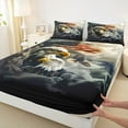 thumbnail image 3 of Castle Fairy Animal Eagle 4pcs Bed Sheets for Adults Female Men,Vintage American Flag King Sheets,Mountain Sea Super Cozy Sheet Set,Microfiber Bedroom Decor, 3 of 7